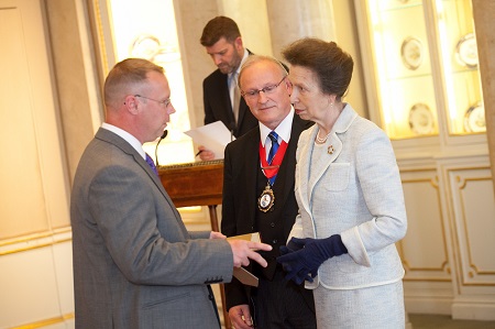 (L-R) Robert Urquhart, Philip Morrish and the Princess Royal, at a ceremony at Buckingham Palace last month.